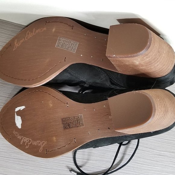 Sam Edelman Millard Lace-Up Bootie, Black Leather, Womens Size 7 M / 37 - Picture 9 of 10